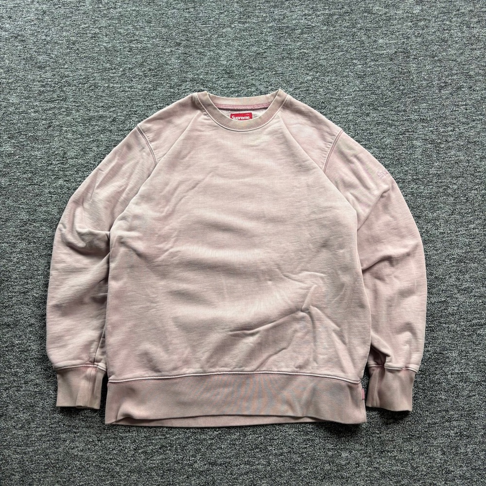 2010s Supreme Streetwear Old English Logo Crewneck Pink Sweatshirt Size Large